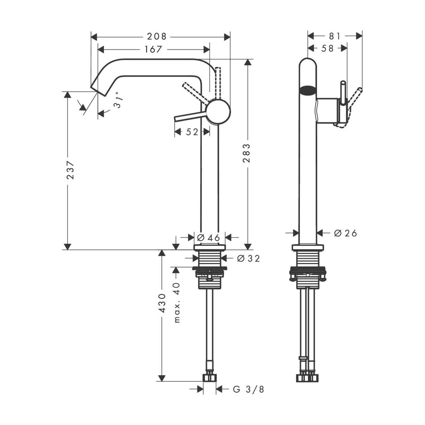 Bateria Umywalkowa Tecturis S Coolstart Biały Mat 73370700 Hansgrohe