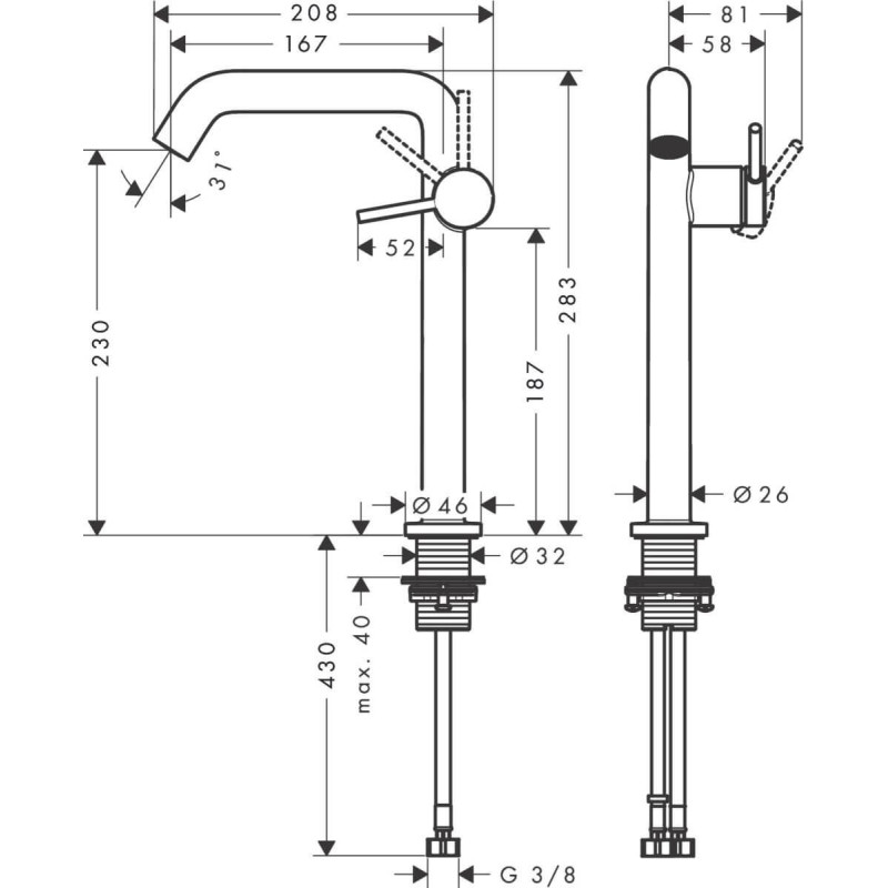 Bateria Umywalkowa Tecturis S Coolstart Brąz Szczotkowany 73372140 Hansgrohe