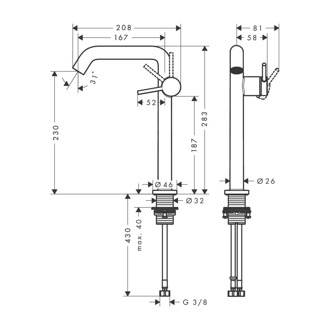 Bateria Umywalkowa Tecturis S Coolstart Biały Mat 73372700 Hansgrohe