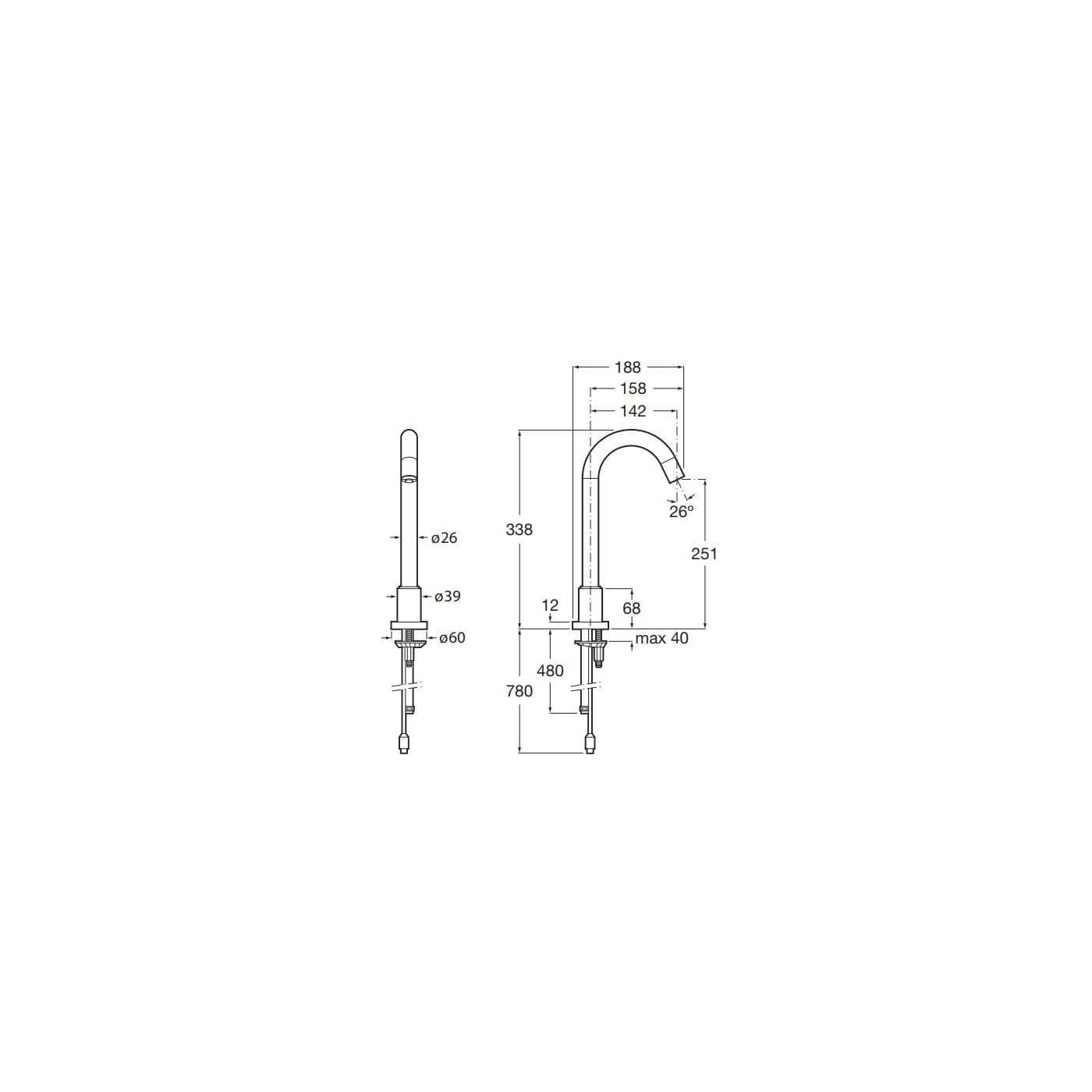 Bateria Umywalkowa Elektroniczna Loft Chrom Wysoka A5A3143C00 Roca