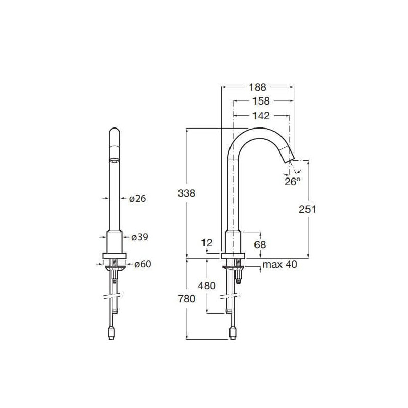 Bateria Umywalkowa Elektroniczna Loft Chrom Wysoka A5A3143C00 Roca
