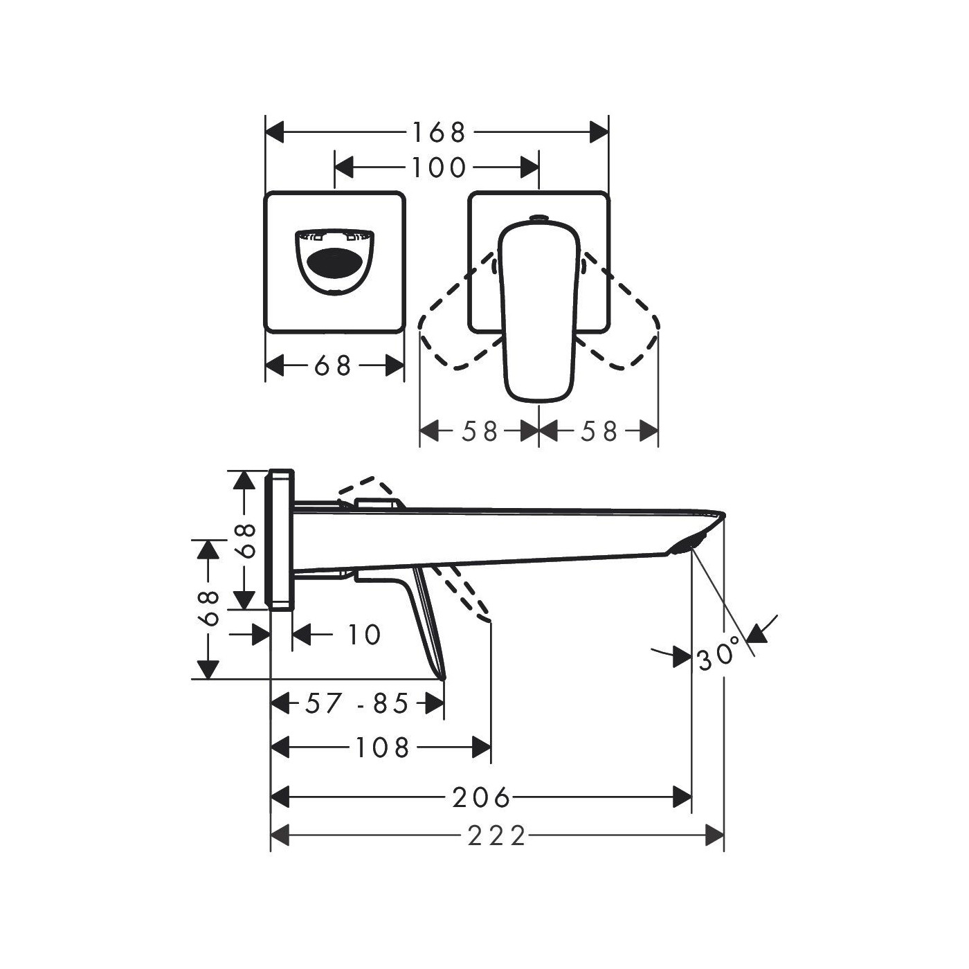 Podtynkowa Bateria Umywalkowa Z Wylewką 20,6 cm Logis Czarny Mat 71256670 Hansgrohe