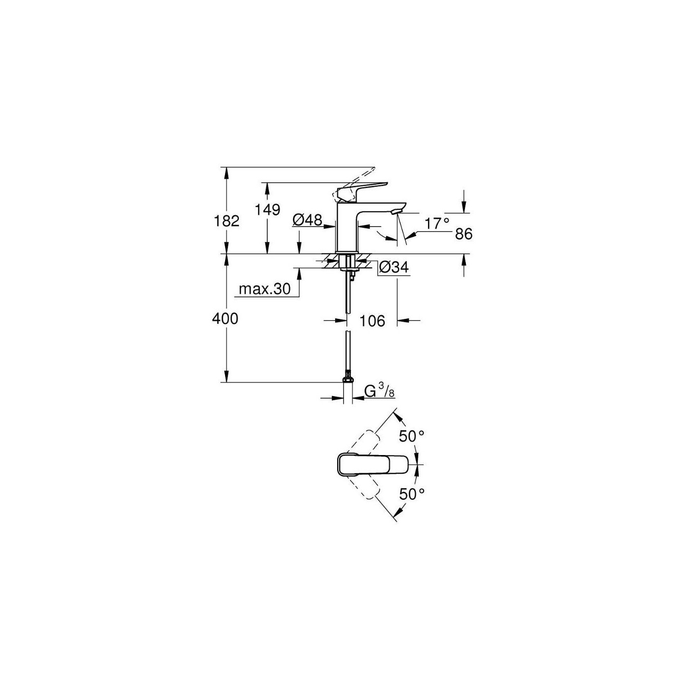 Bateria Umywalkowa Rozmiar S Cubeo 1016990000 Grohe