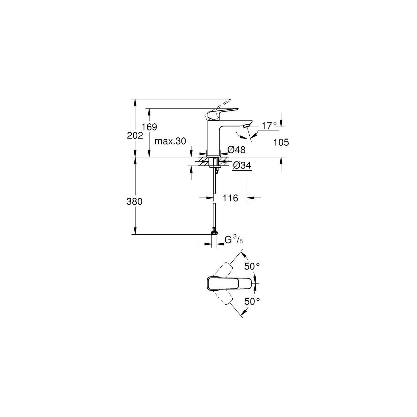 Bateria Umywalkowa Rozmiar M Cubeo 1017550000 Grohe