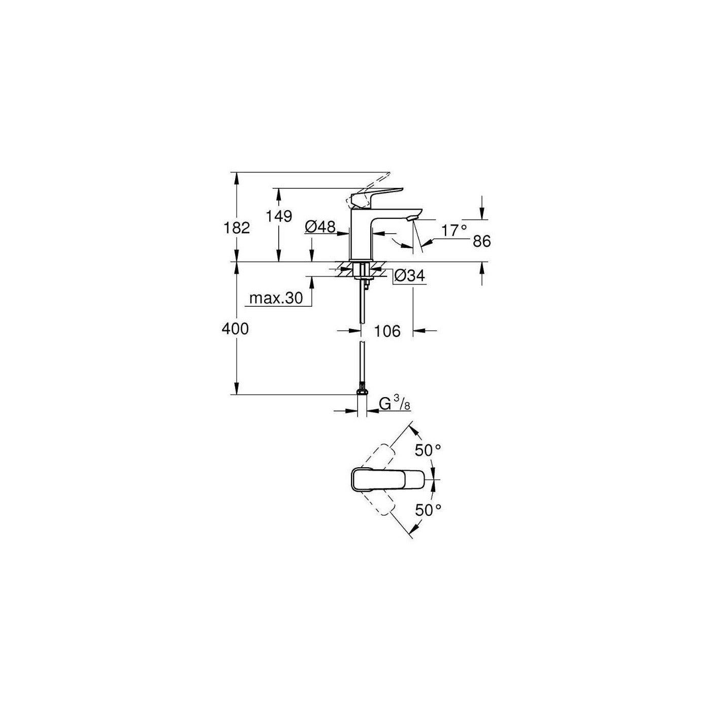 Bateria Umywalkowa Rozmiar S Cubeo Matte Black 1016992430 Grohe