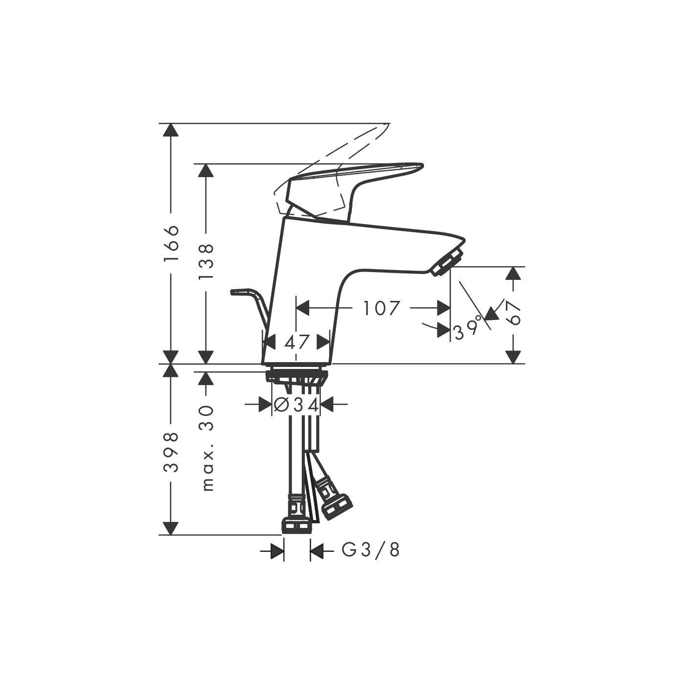 Bateria Umywalkowa 70 Coolstart Z Kompletem Odpływowym Z Cięgłem Logis 71072670 Hansgrohe