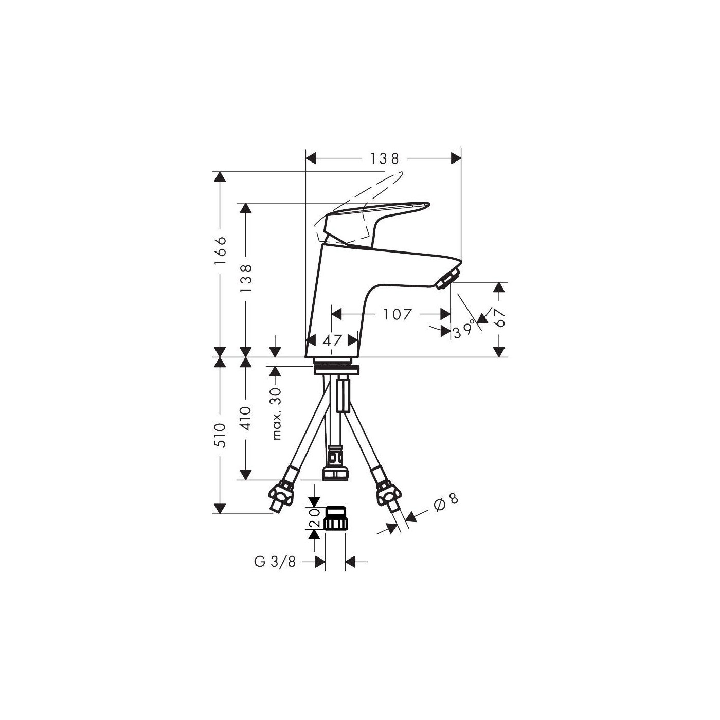 Bateria Umywalkowa Lowpressure Do Bezciśnieniowych Podgrzewaczy Wody Push-Open Logis 71074000 Hansgrohe