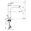 Bateria Umywalkowa 190 Z Kompletem Odpływowym Z Cięgłem Logis 71090670 Hansgrohe