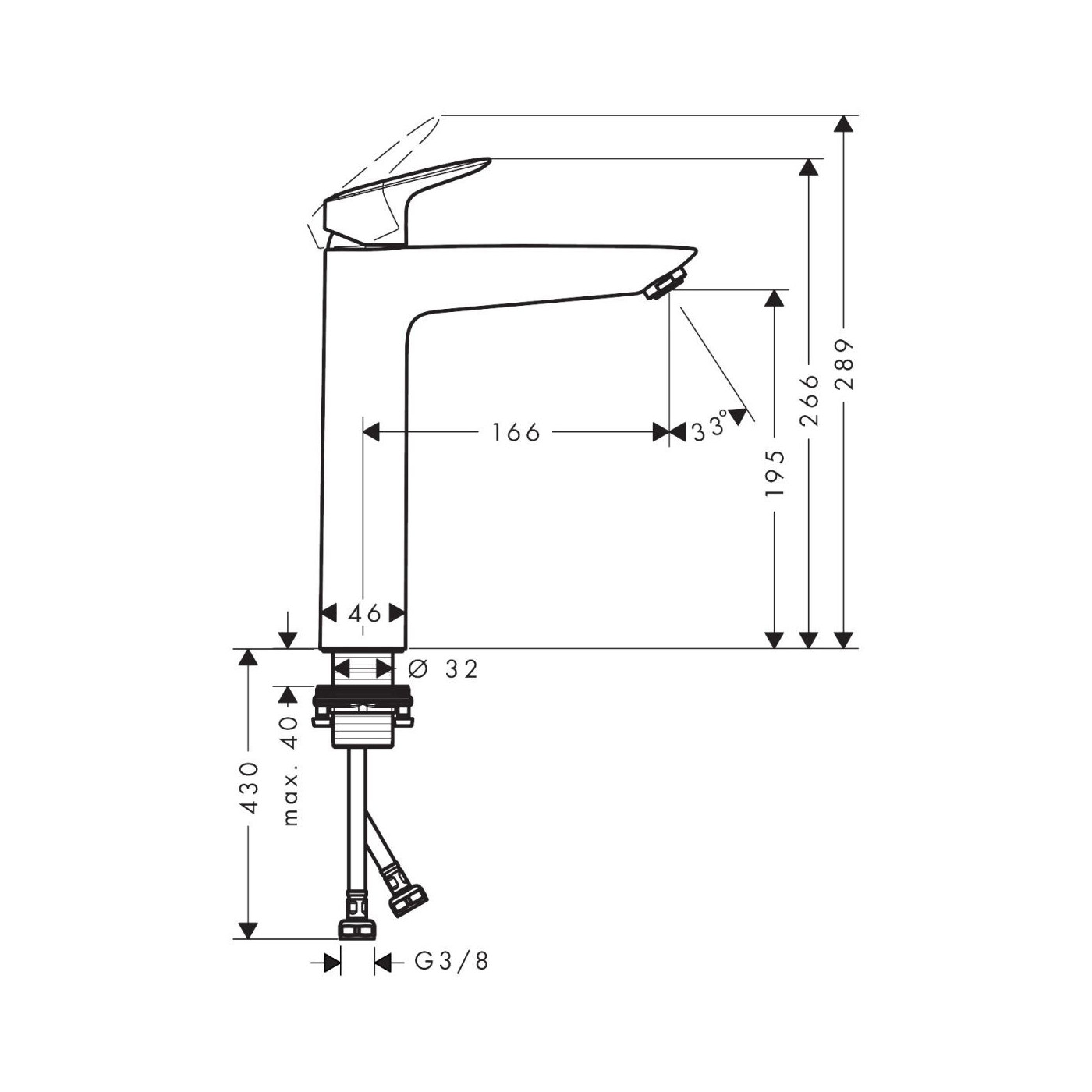 Bateria Umywalkowa 190 Bez Kompletu Odpływowego Logis 71091670 Hansgrohe