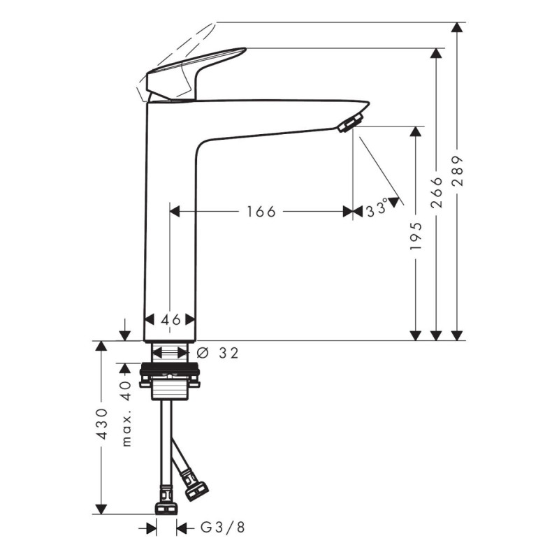 Bateria Umywalkowa 190 Bez Kompletu Odpływowego Logis 71091670 Hansgrohe