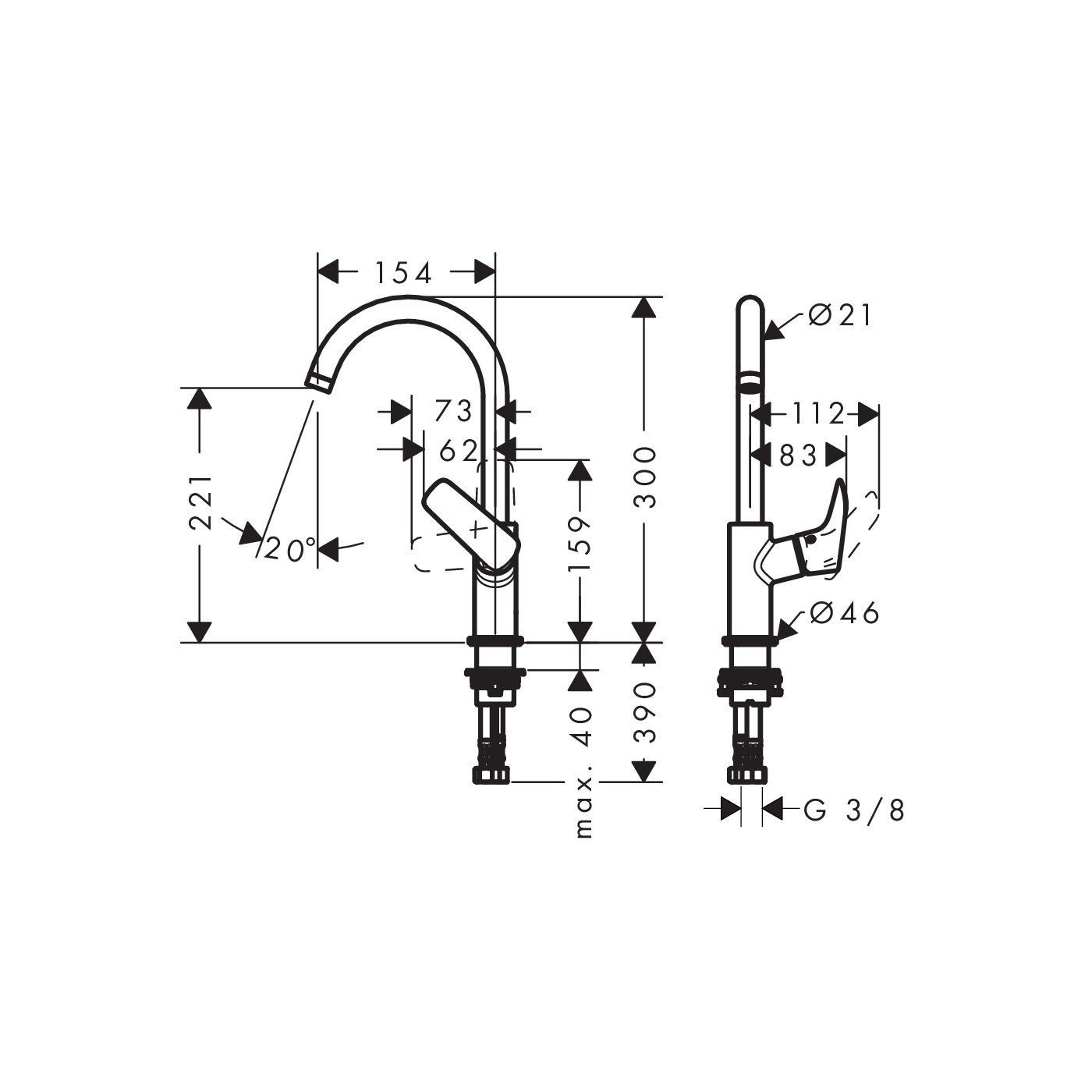 Bateria Umywalkowa 210 Z Obrotową Wylewką Bez Kompletu Odpływowego Logis 71131670 Hansgrohe