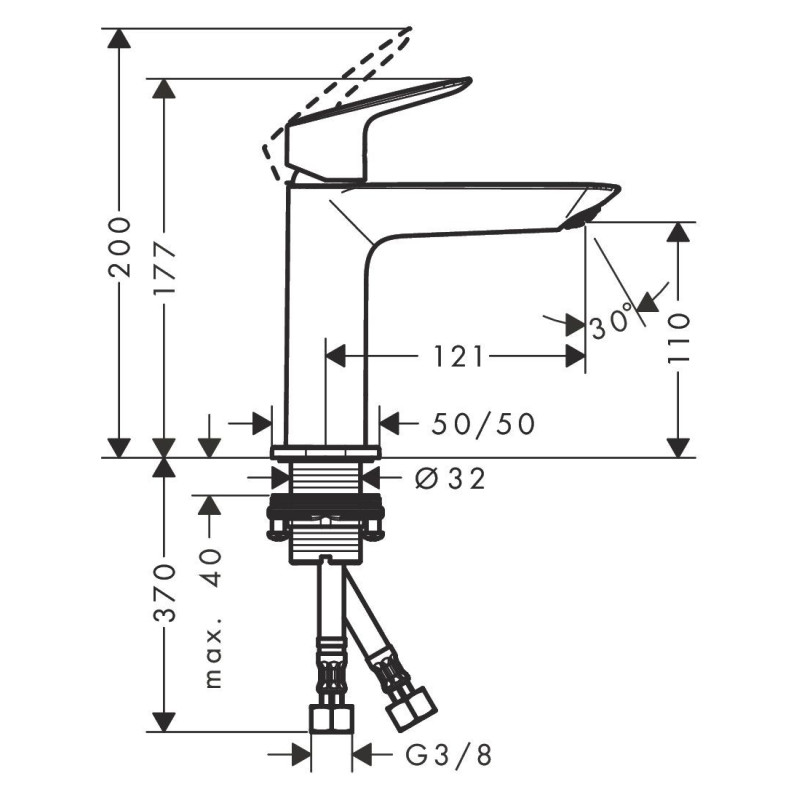 Bateria Umywalkowa 110 Fine Z Kompletem Odpływowym Push-Open Logis 71252670 Hansgrohe