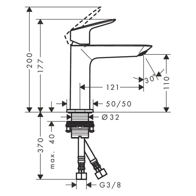 Bateria Umywalkowa 110 Fine Bez Kompletu Odpływowego Logis 71253000 Hansgrohe