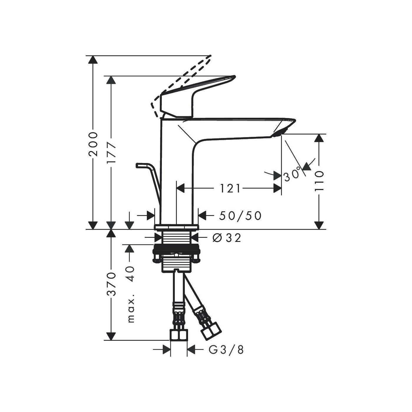Bateria Umywalkowa 110 Fine Coolstart Z Kompletem Odpływowym Z Cięgłem Logis 71254000 Hansgrohe