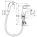 Bateria Umywalkowa Z Główką Bidette I Wężem Bez Kompletu Odpływowego Logis Chrom 71290000 Hansgrohe