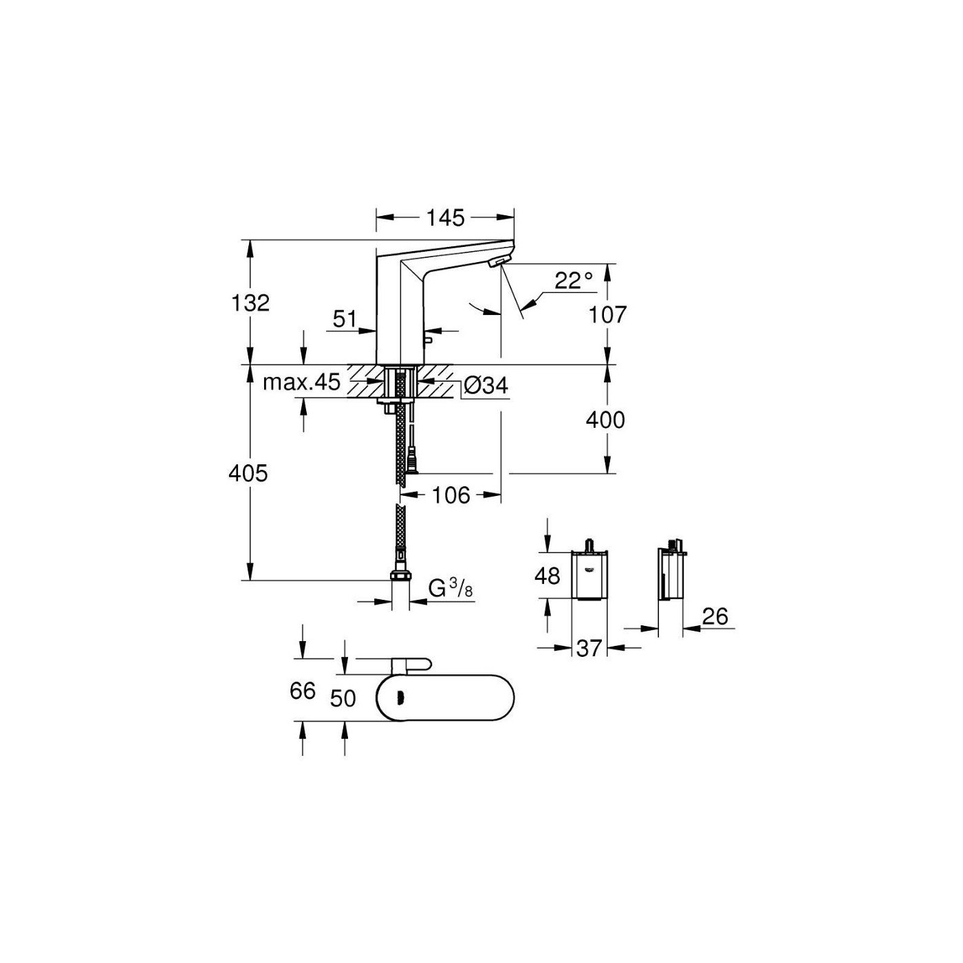 Elektroniczna Bateria Umywalkowa Eurosmart Cosmopolitan E 36327002 Grohe