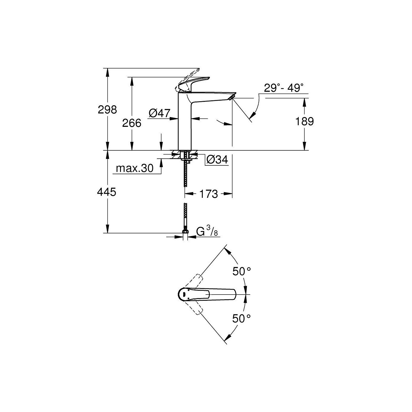 Bateria Umywalkowa Rozmiar XL Eurosmart Matte Black 239712433 Grohe