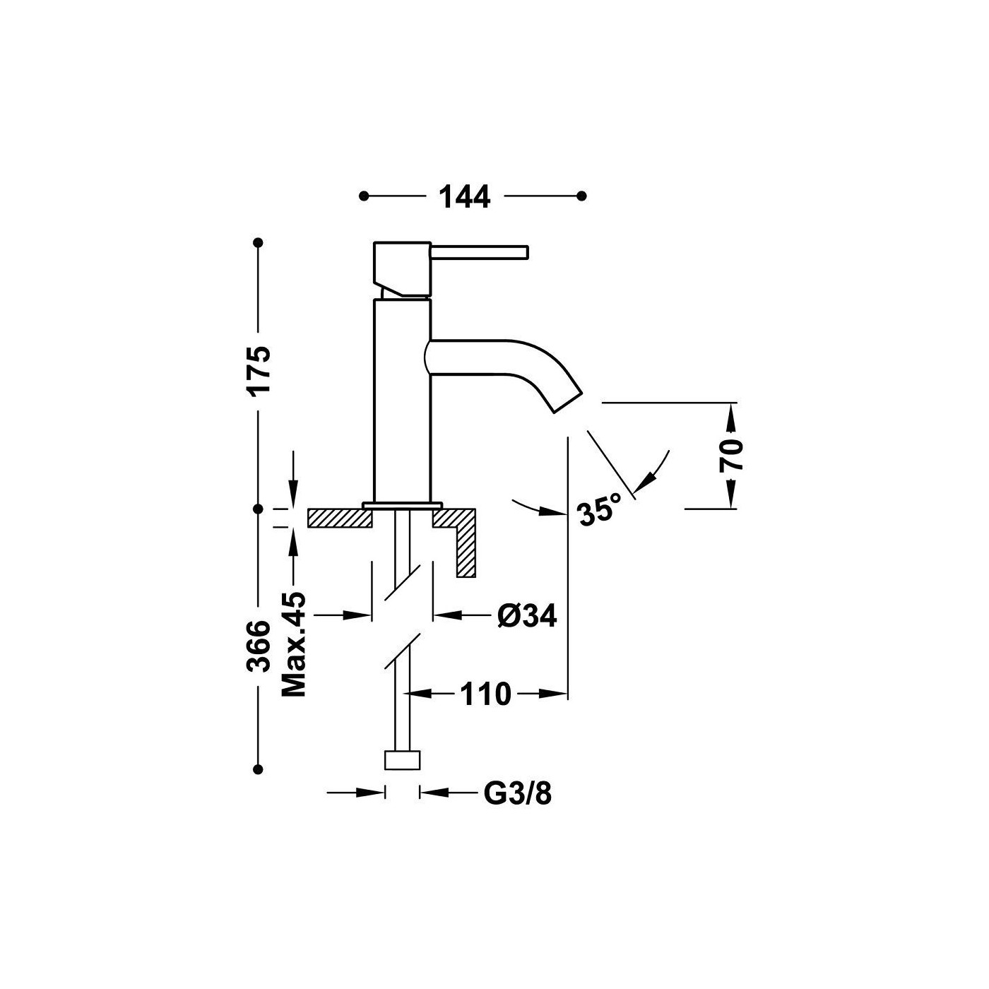 Bateria Umywalkowa Study Złoty Cava 26290301CA Tres