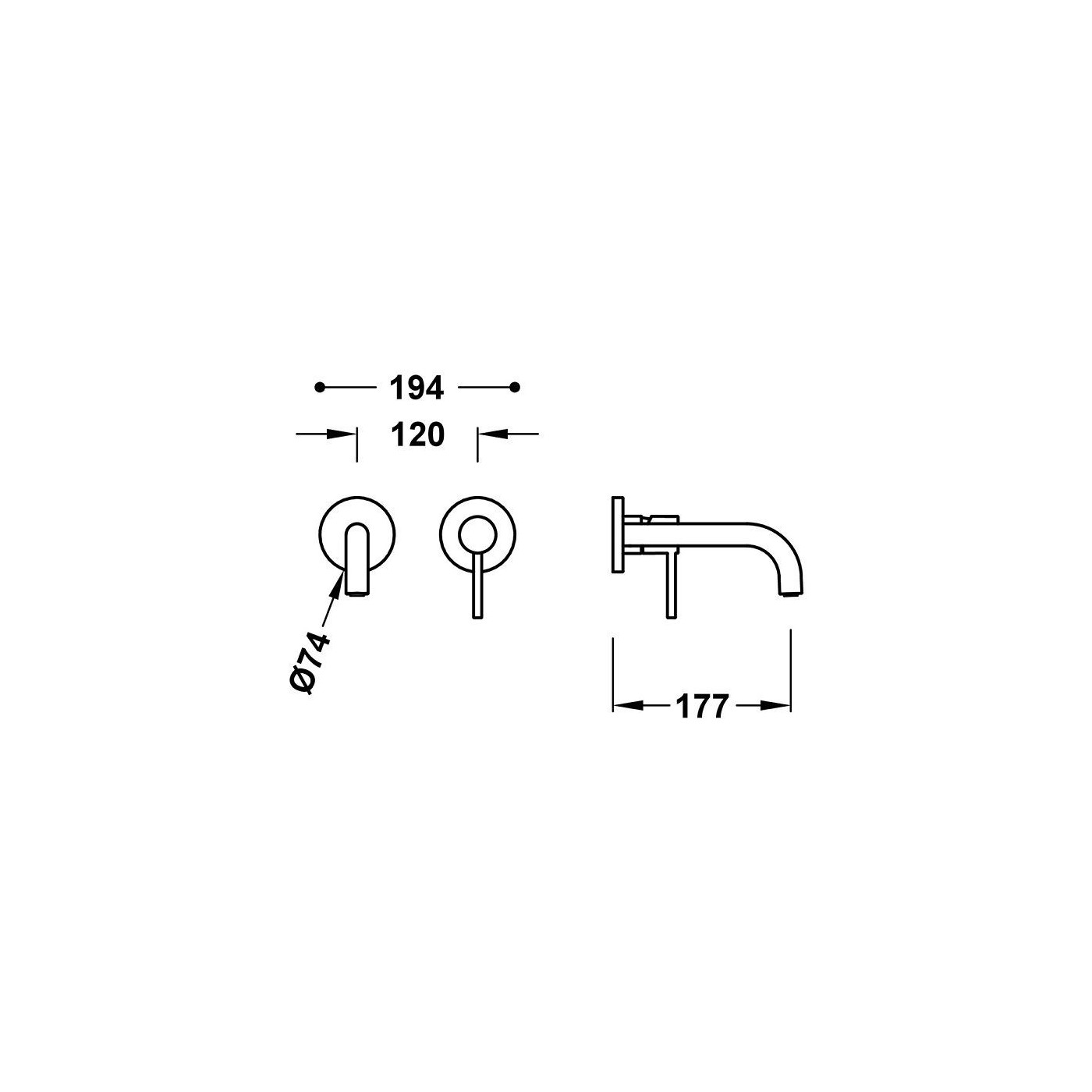 Bateria Umywalkowa Podtynkowa Study Grafit 26230021GR Tres
