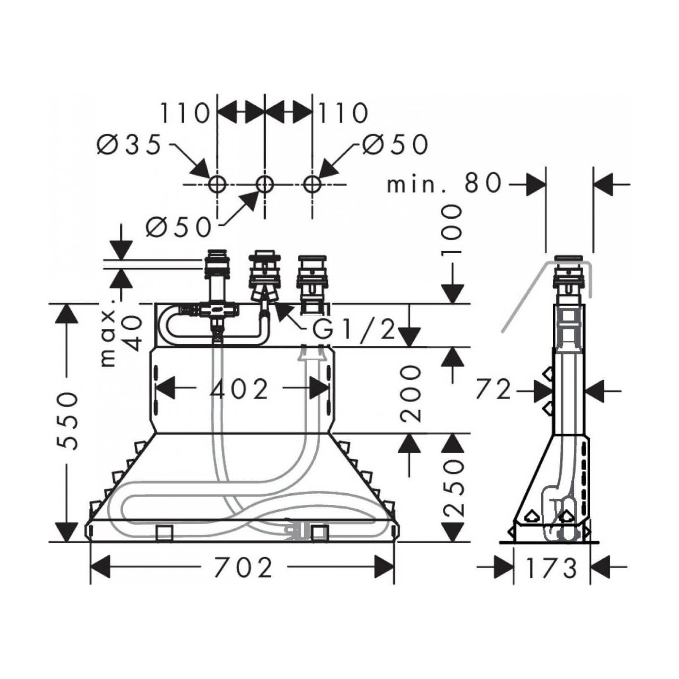 Zestaw Podstawowy Do Baterii 3-otworowej 13437180 Hansgrohe