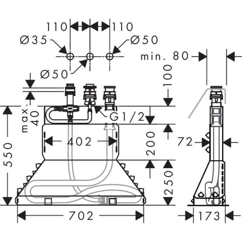 Zestaw Podstawowy Do Baterii 3-otworowej 13437180 Hansgrohe