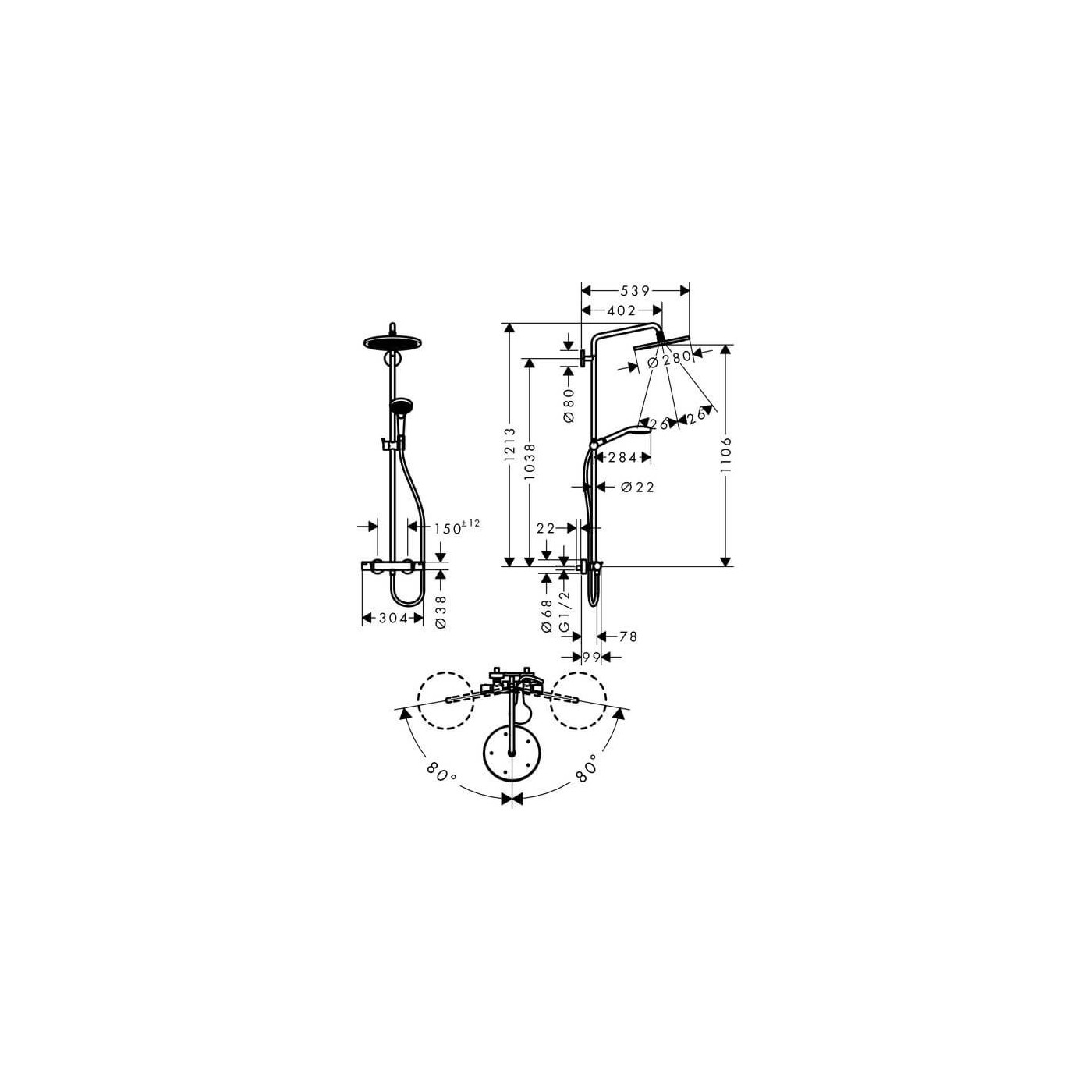 Zestaw Prysznicowy Croma Select 280 1jet 26790000 Hansgrohe