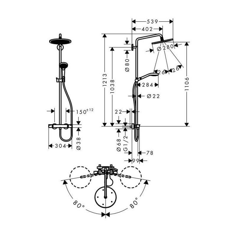 Zestaw Prysznicowy Croma Select 280 1jet 26790000 Hansgrohe