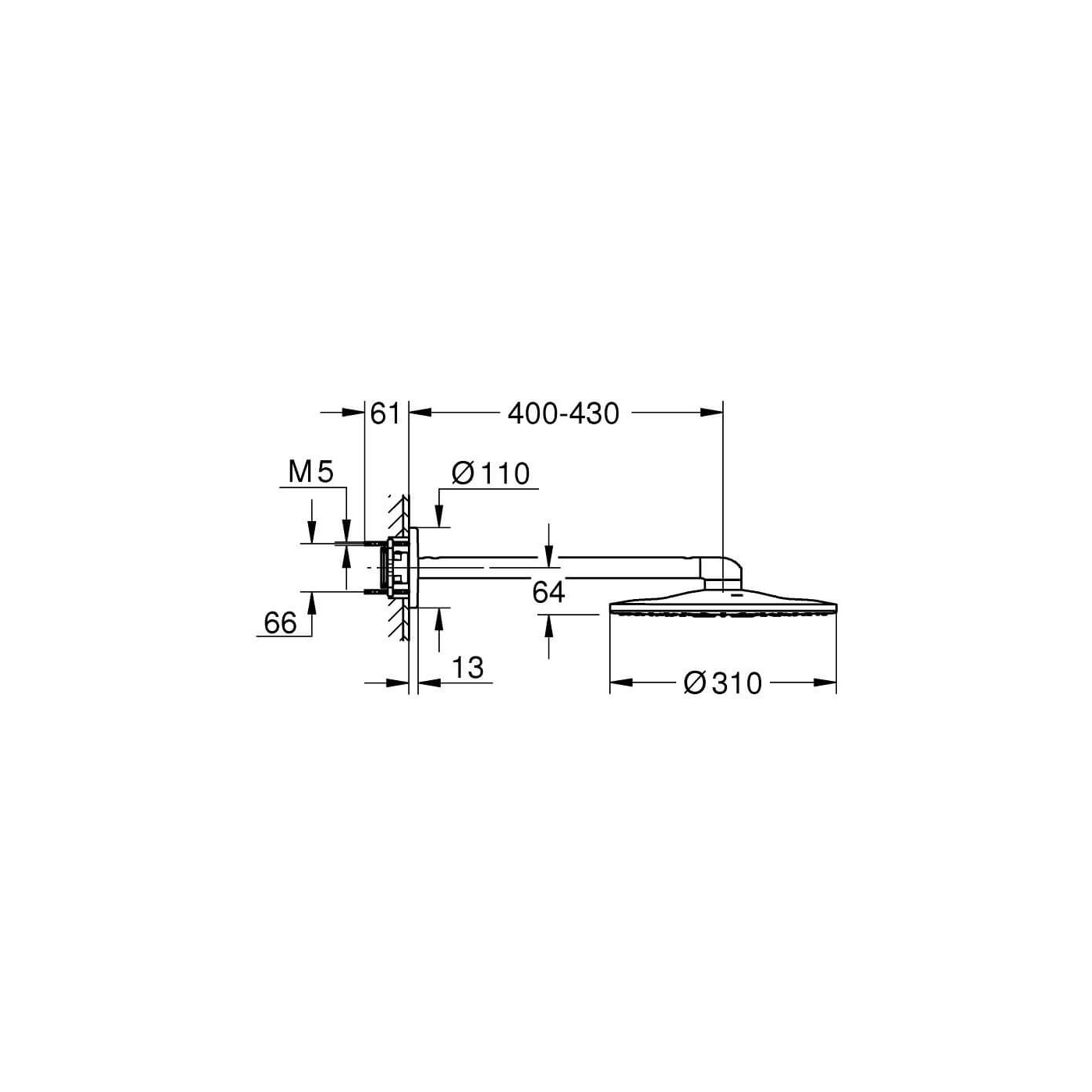 Deszczownica Z Ramieniem 430 mm 2 Strumienie Rainshower SmartActive 310 26475000 Grohe
