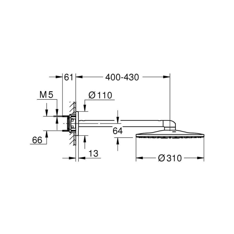 Deszczownica Z Ramieniem 430 mm 2 Strumienie Rainshower SmartActive 310 26475000 Grohe