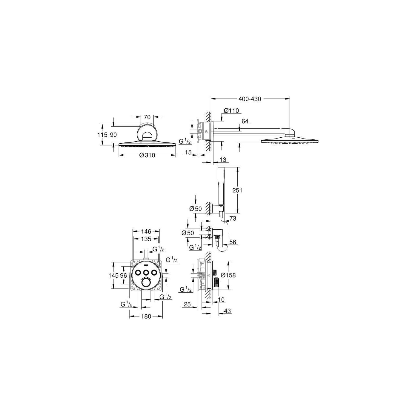 Zestaw Prysznicowy Grohtherm Smartcontrol Rainshower Smartactive 310 34705000 Grohe
