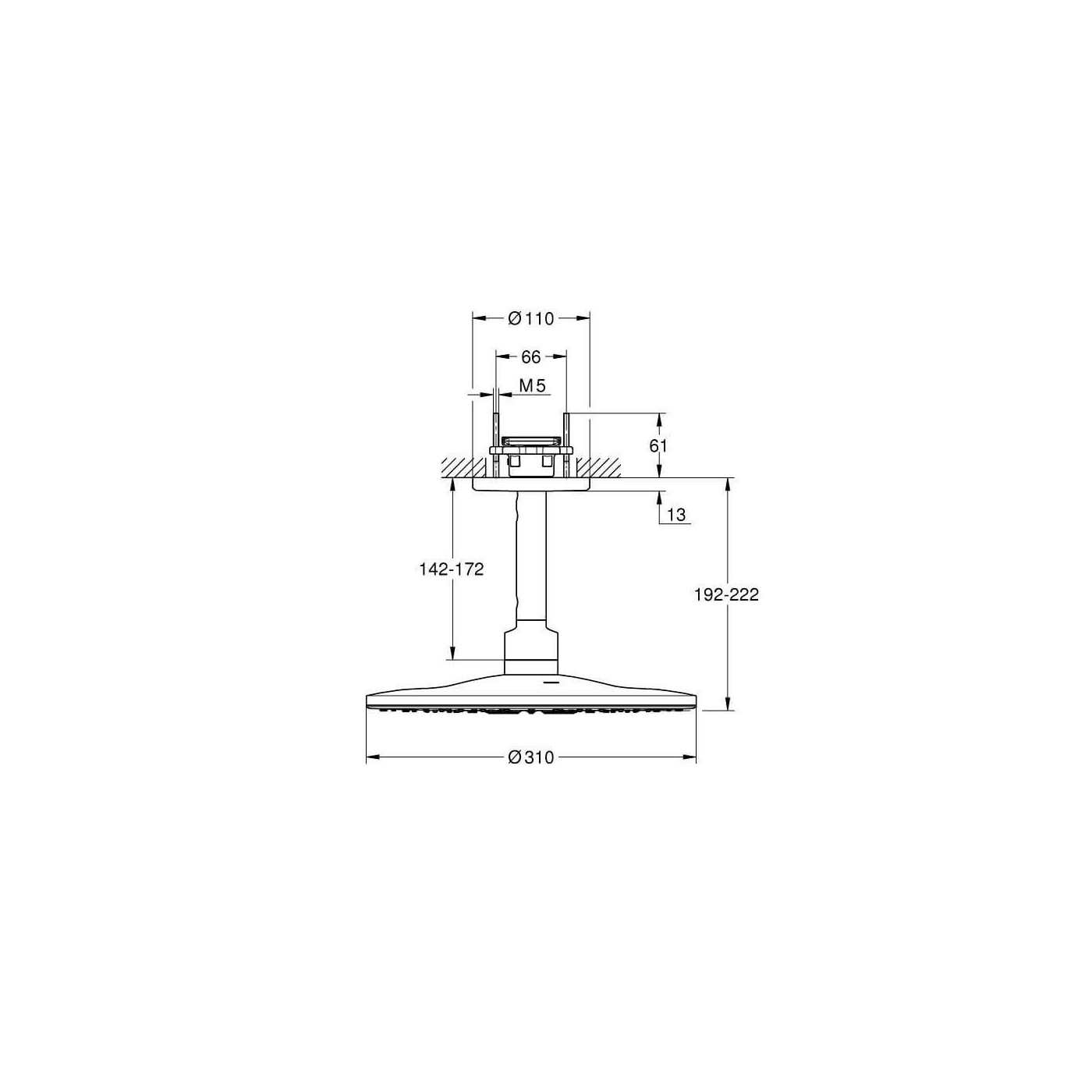 Deszczownica Z Przepustem Stropowym 142 mm 2 Strumienie Rainshower SmartActive 310 26477000 Grohe