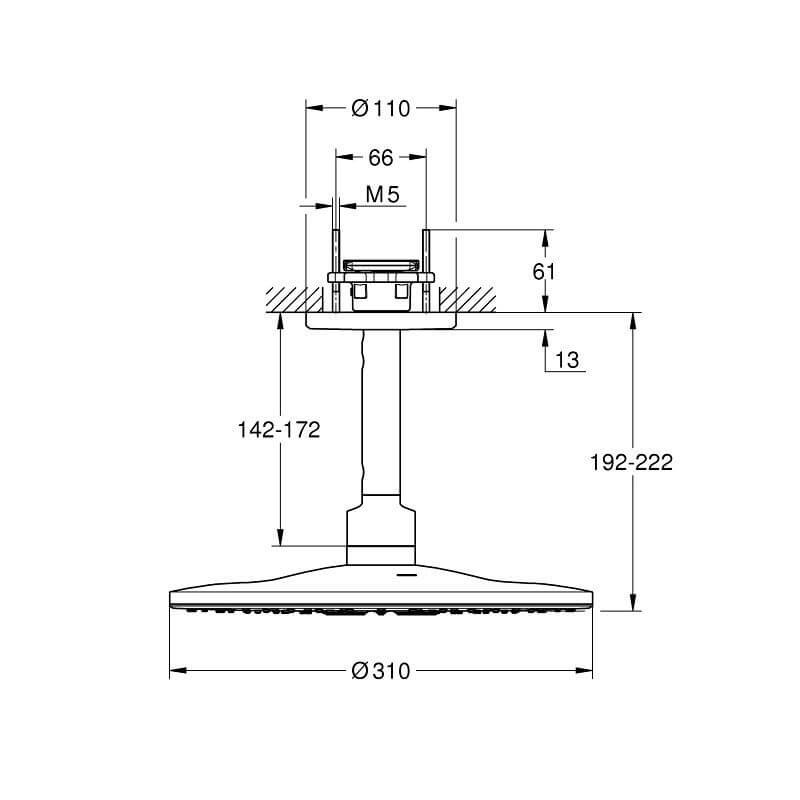 Deszczownica Z Przepustem Stropowym 142 mm 2 Strumienie Rainshower SmartActive 310 26477000 Grohe