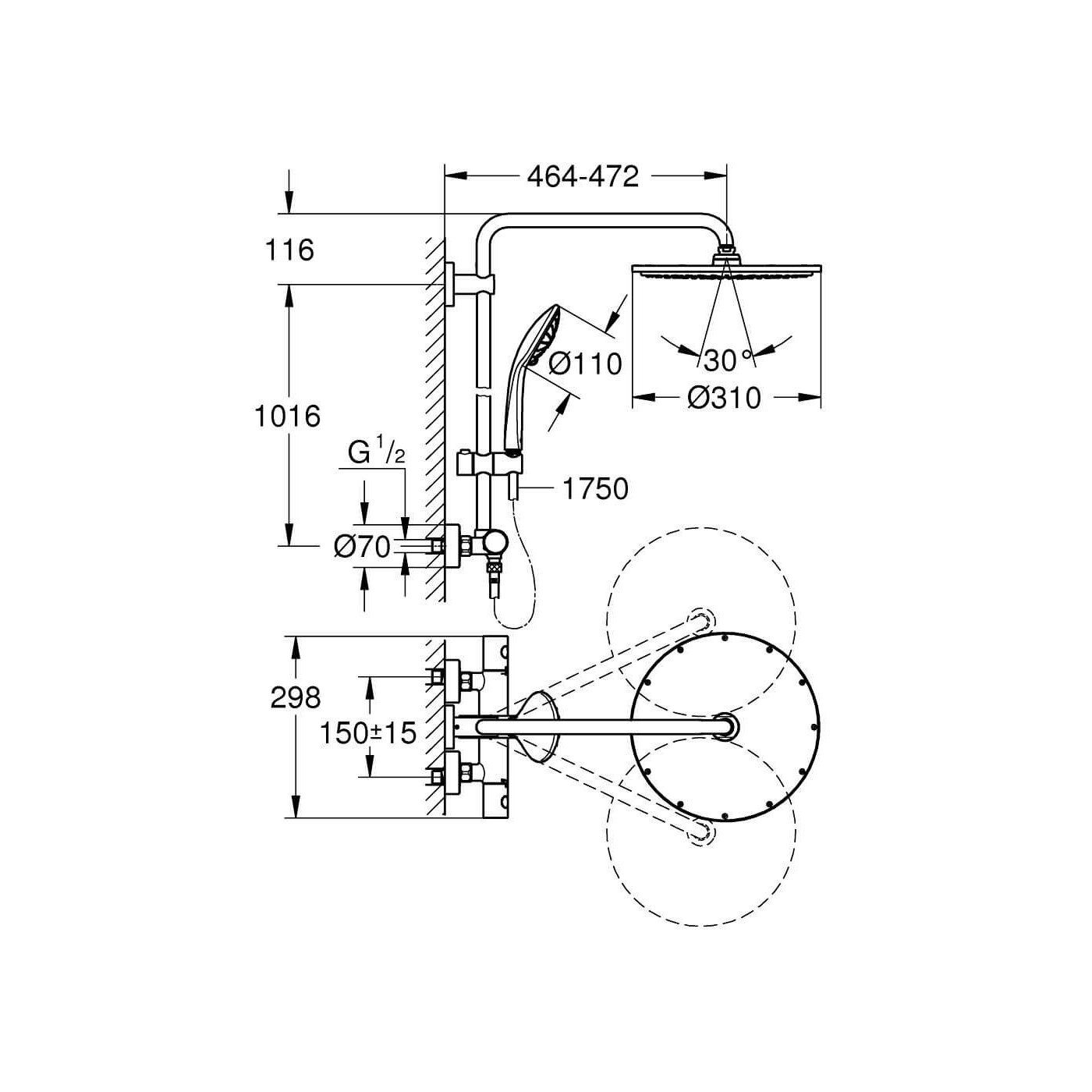 Zestaw Prysznicowy Euphoria Z Termostatem Brushed Warm Sunset 26075DL0 Grohe