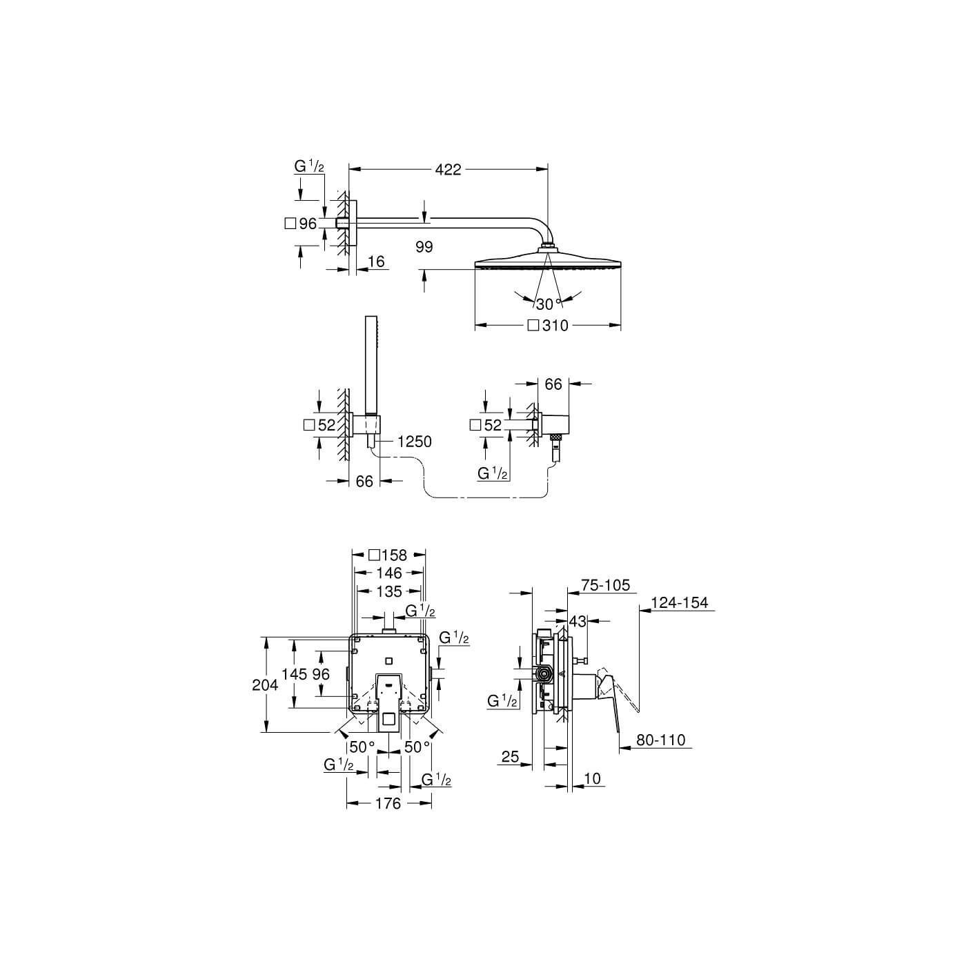 Zestaw Prysznicowy Eurocube 25238000 Grohe