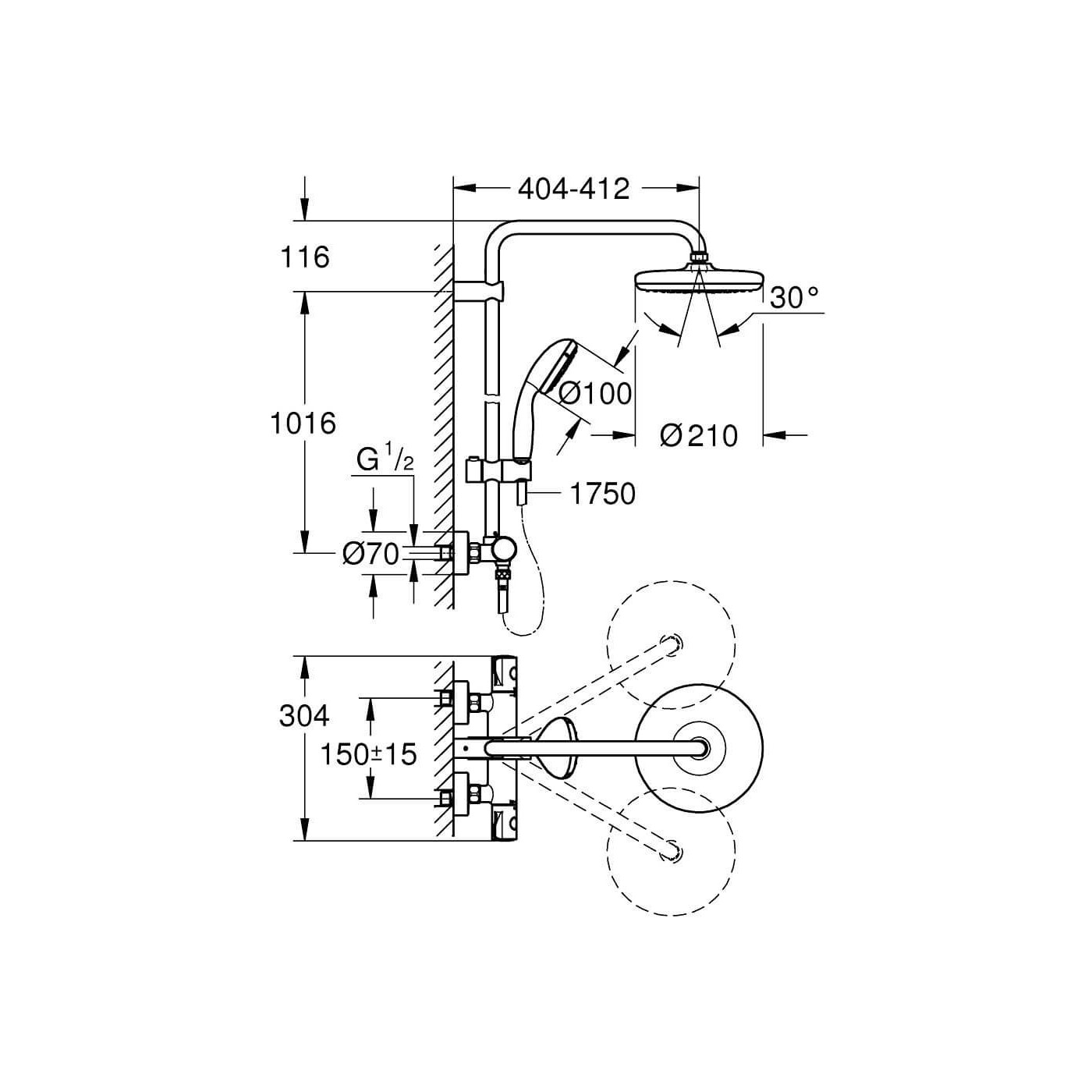 System Prysznicowy Bau System 210 Z Termostatem Chrom 26699000 Grohe