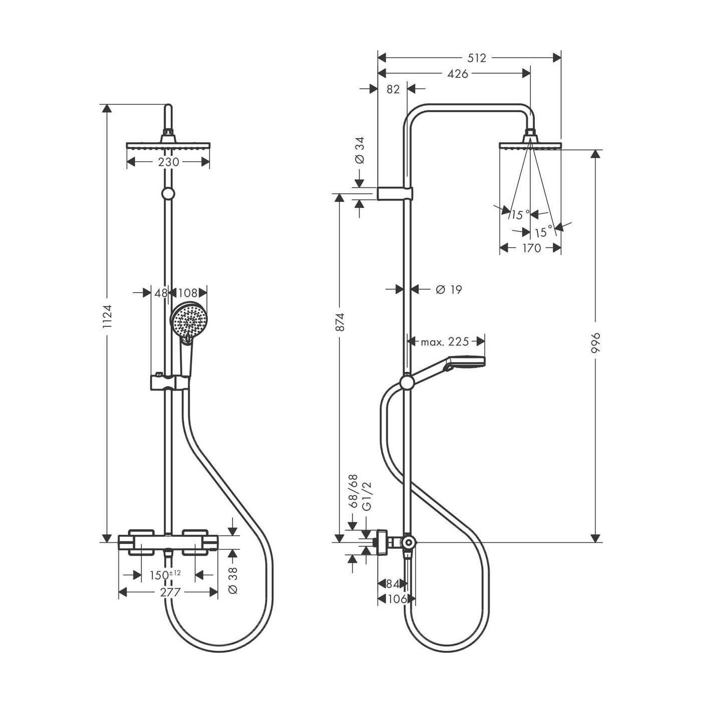 Kolumna Prysznicowa Vernis Shape 230 1 Jet 26286670 Hansgrohe