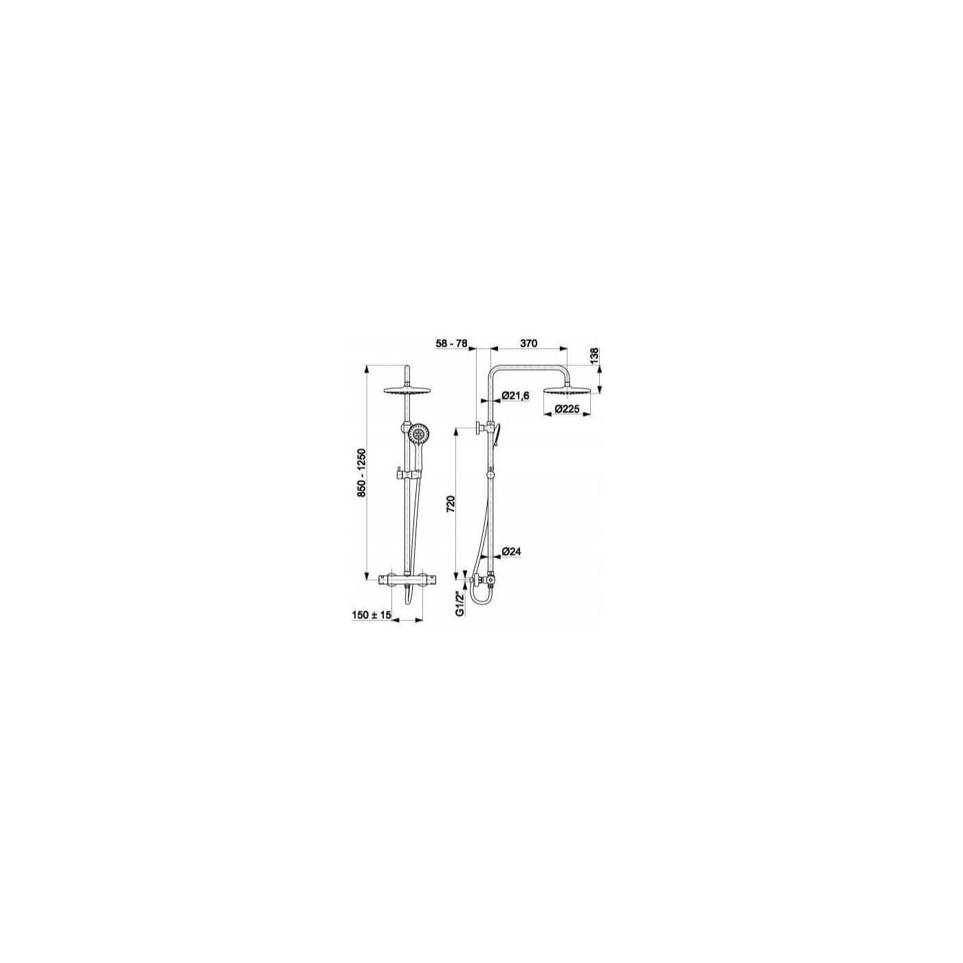 Kolumna Moza Prysznicowa Termostatyczna Czarna 225 mm 5736-910-81 KFA