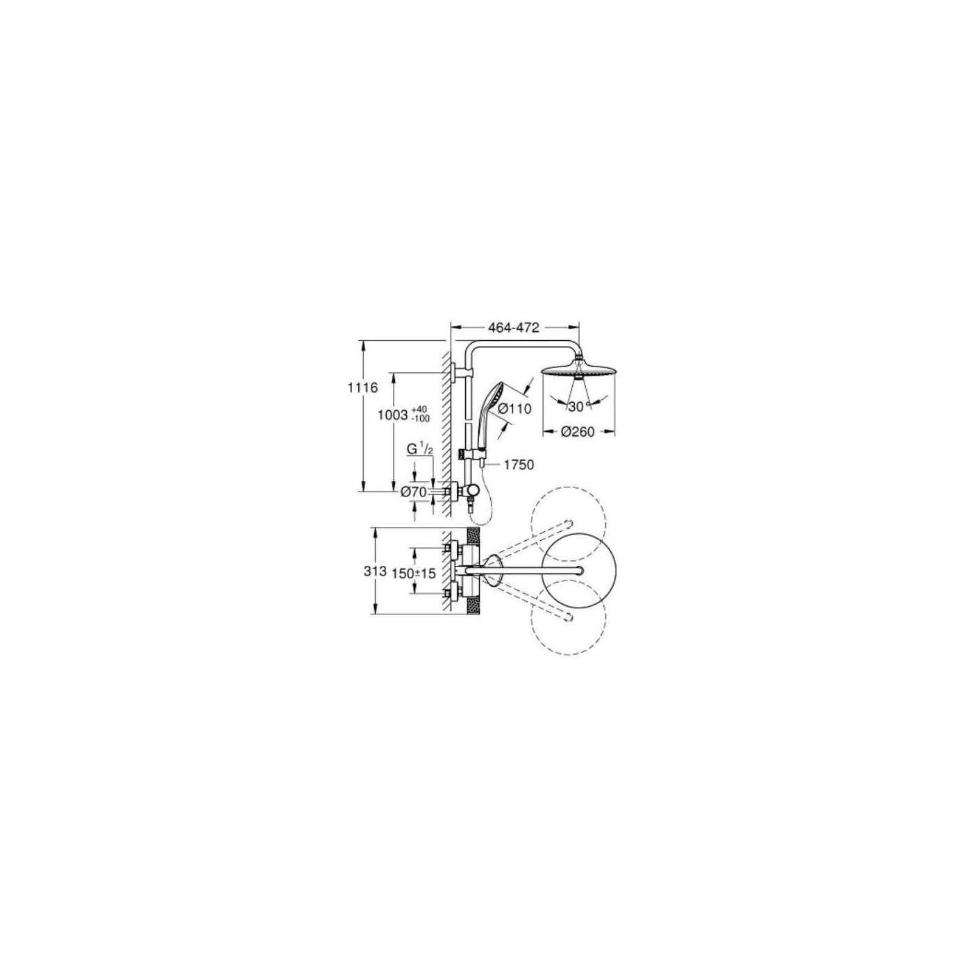 Zestaw Prysznicowy Z Termostatem Euphoria 260 Chrom 27296003 Grohe