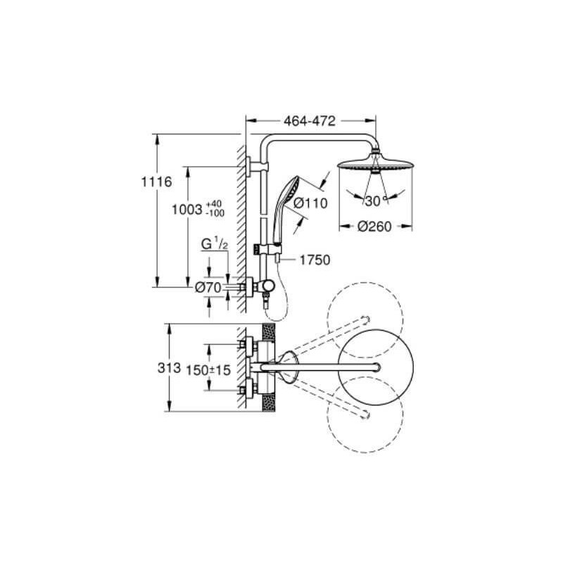 Zestaw Prysznicowy Z Termostatem Euphoria 260 Chrom 27296003 Grohe