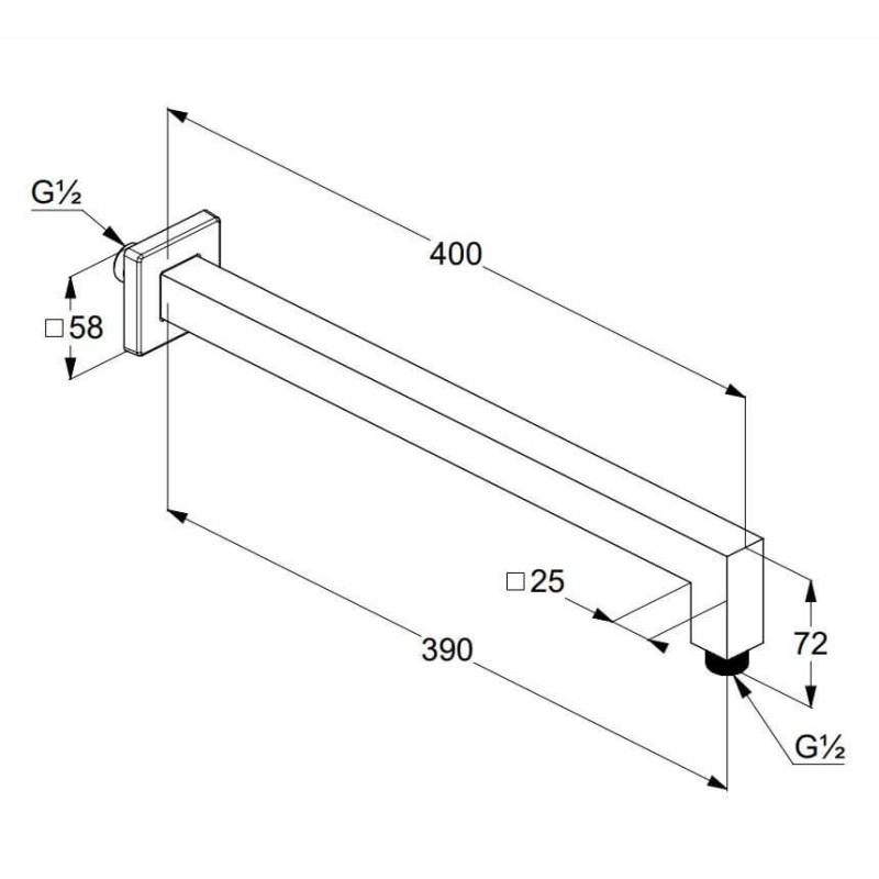 Ramię Natrysku A-QA 400mm 6654405-00 Kludi