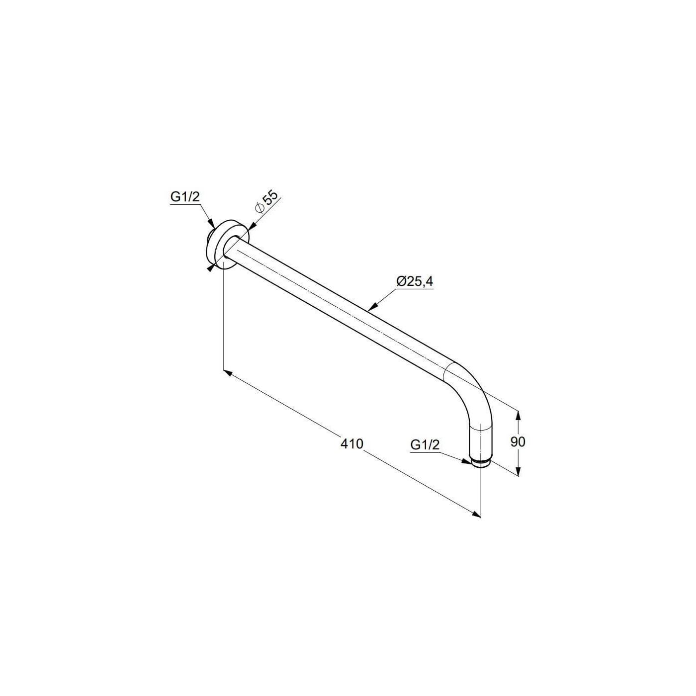 Ramię Głowicy 40 cm Czarny Mat 6651487-00 Kludi
