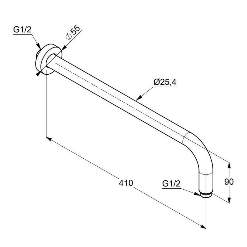 Ramię Głowicy 40 cm Czarny Mat 6651487-00 Kludi