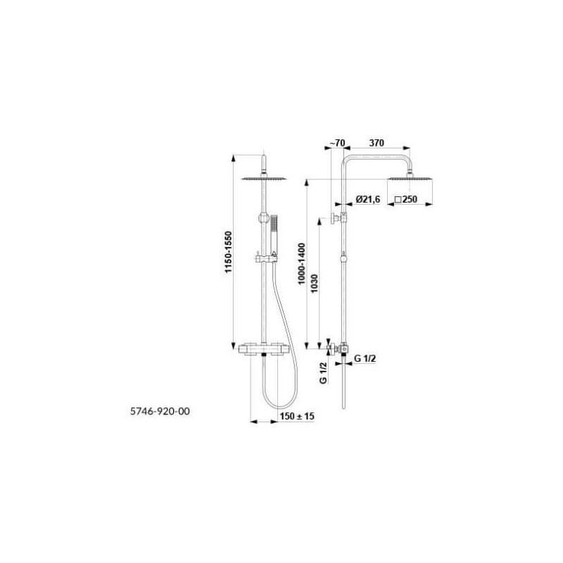 Kolumna Natryskowa Termostatyczna Logon Premium Black 5746-920-81 KFA