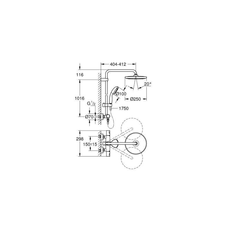 Kolumna prysznicowa Grohe Vitalio Start 250 Z Termostatem Chrom 26816000 Grohe