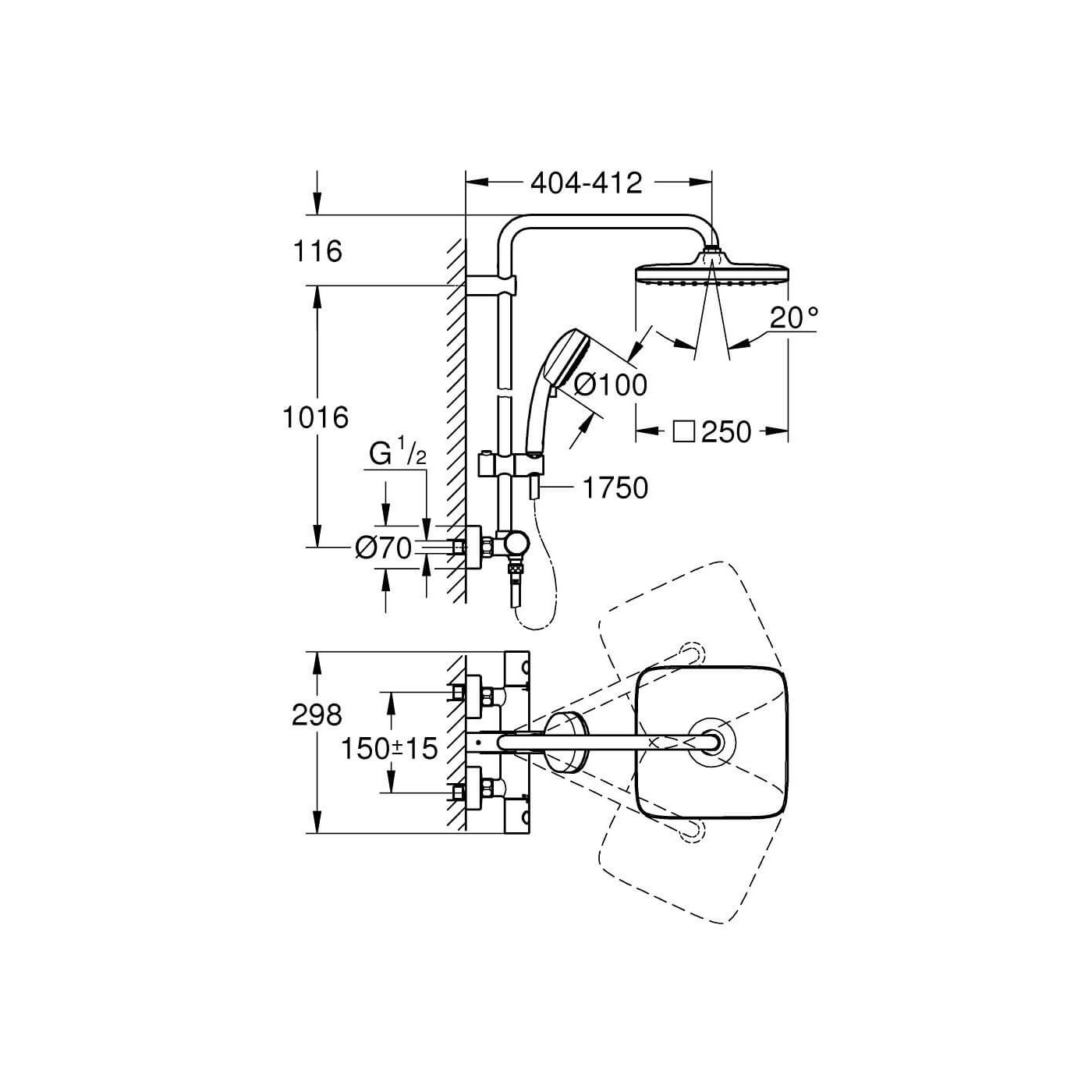 Zestaw Prysznicowy Tempesta Cosmopolitan System 250 Cube 26689000 Grohe