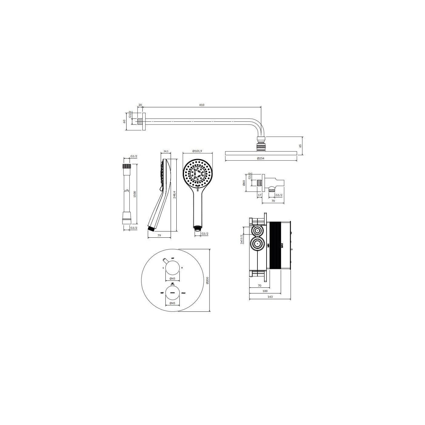 Termostatyczny System Prysznicowy Podtynkowy Y Chrom SYSYT05CR Omnires