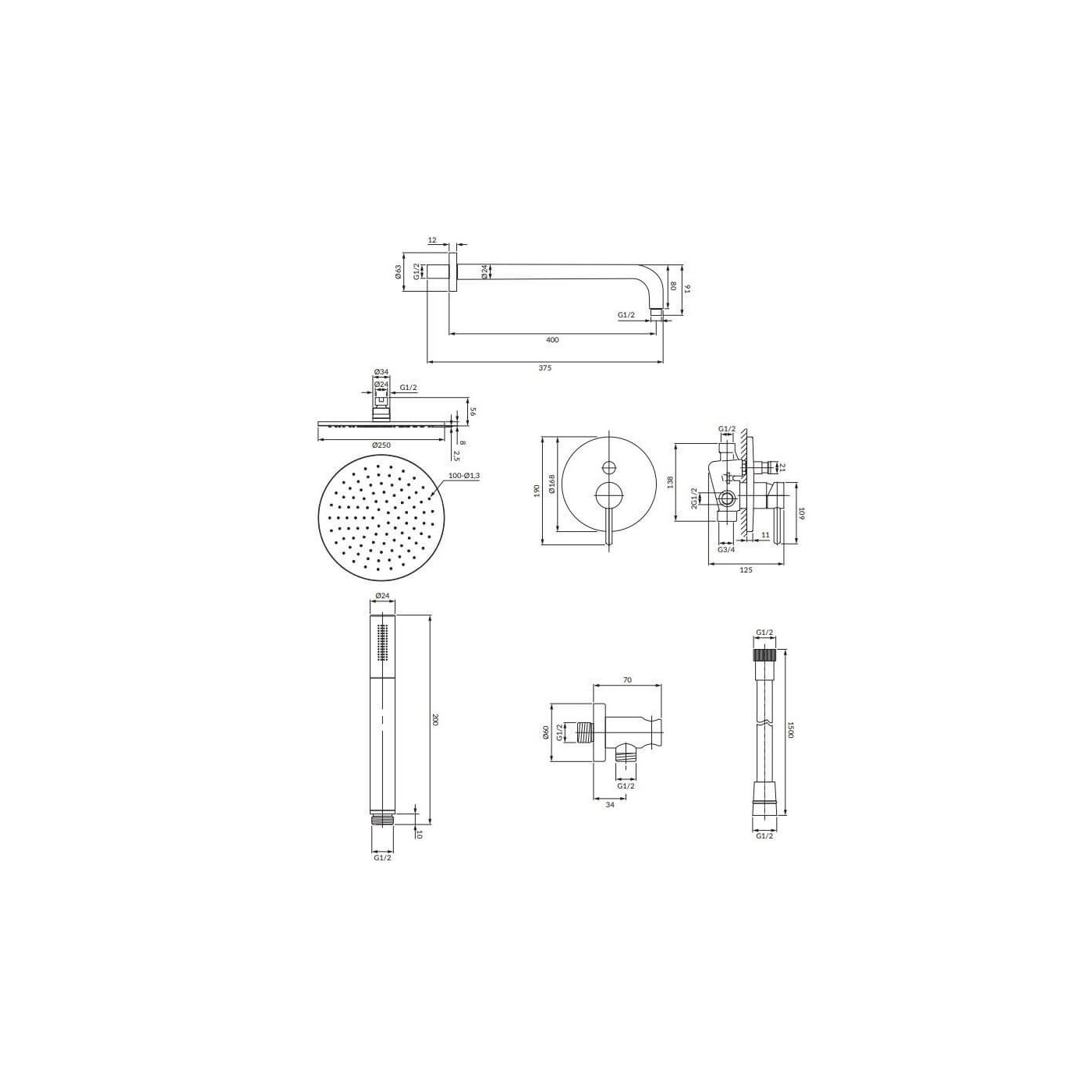 System Prysznicowy Podtynkowy Y Chrom SYSY22XCR Omnires