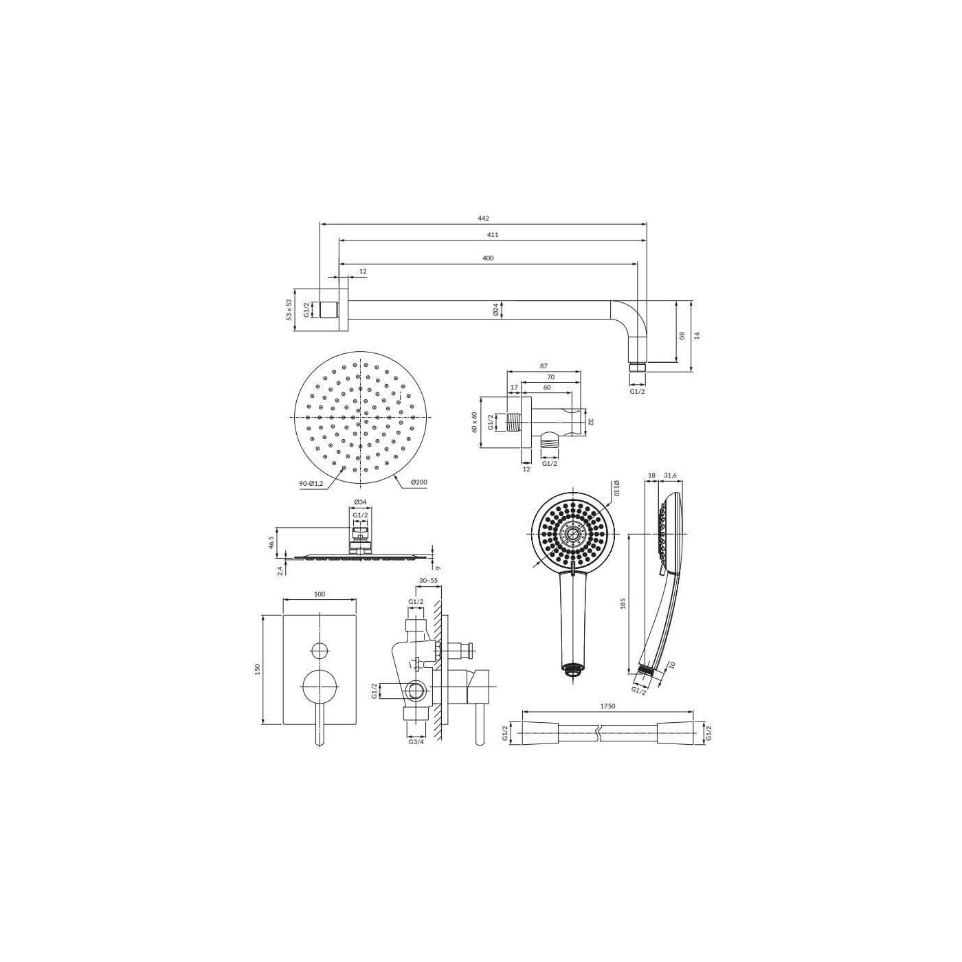 System Prysznicowy Podtynkowy Y Chrom SYSY23/KCR Omnires