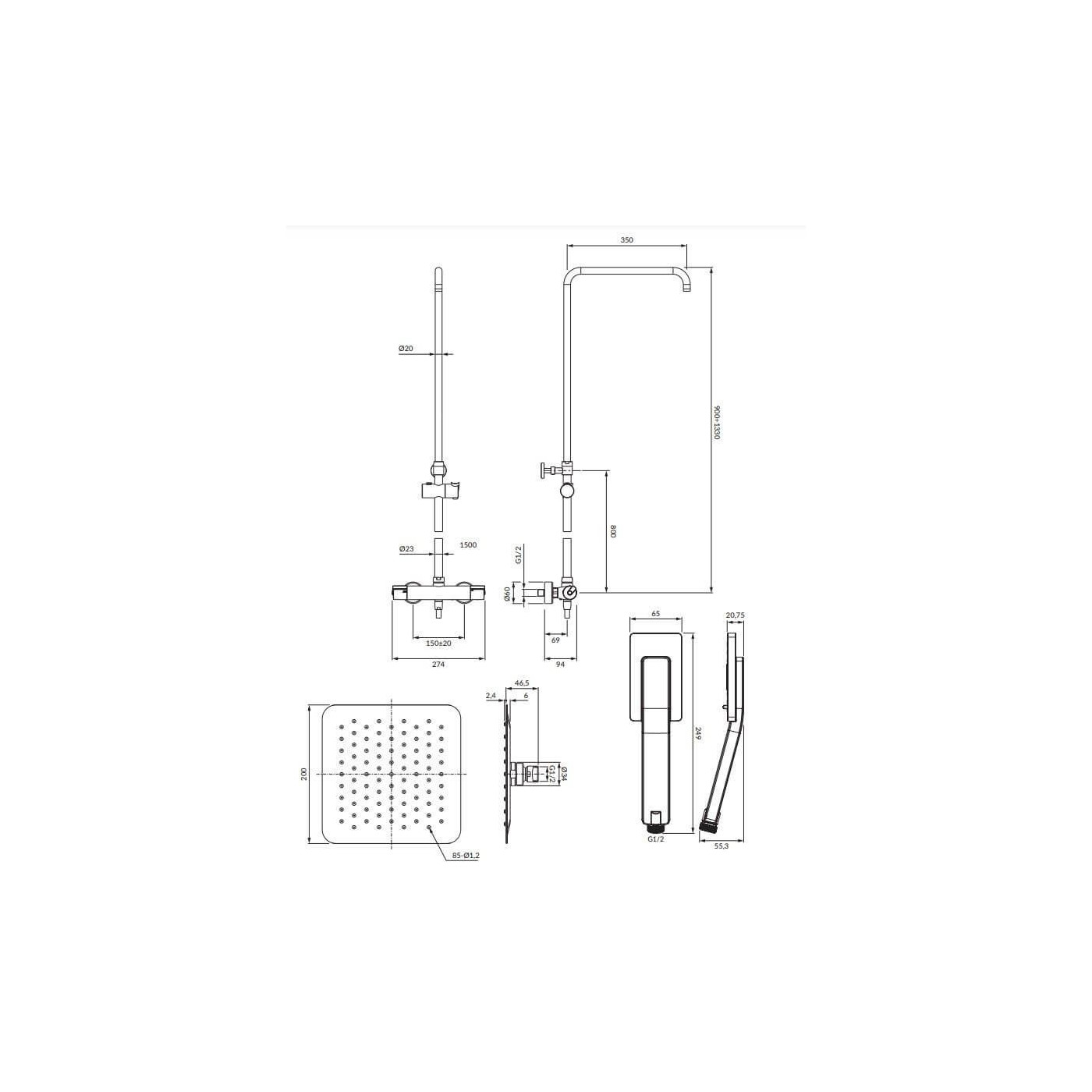 Termostatyczny System Prysznicowy Natynkowy Y Chrom Y1244XMCR Omnires