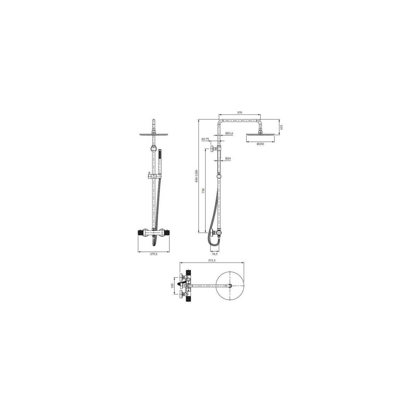 Termostatyczny System Prysznicowy Natynkowy Contour Chrom CT8044CR Omnires